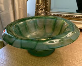 Vintage Davidson Art Deco Green Cloud Frost Glass Dish Bowl