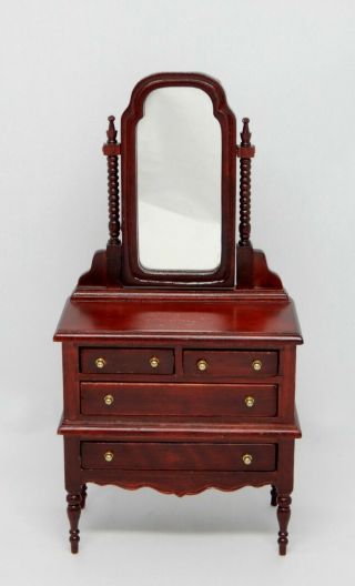 Vintage Bespaq Platinum Dresser With Swivel Mirror Dollhouse Miniature 1:12