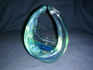 Vintage Early Mdina Art Glass Ornament,  Green To Clear Glass.