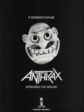 Anthrax Spreading The Disease Not Man 1985 8x11 Promo Poster Ad