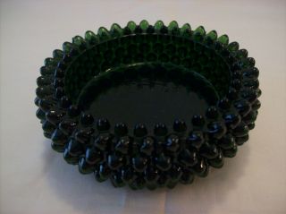 Vtg Forest Green Hobnail Glass Round Dish Trinket,  Jewelry,  Decor,  Candy,  Rings