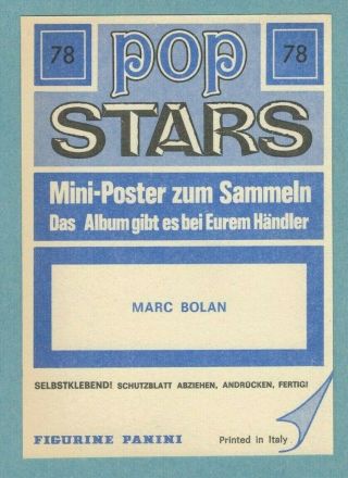 1975 T REX MARC BOLAN PANINI ROCK MUSIC POP STARS MINI POSTER STICKER NR 2