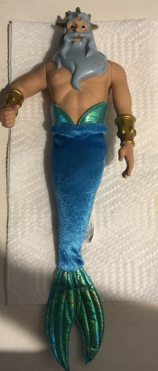 Disney Store The Little Mermaid King Triton Plush & Vinyl 13 " Doll Ariels Father