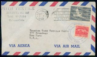 Habana Ad 1959 Cover Mith Textile Air Mail