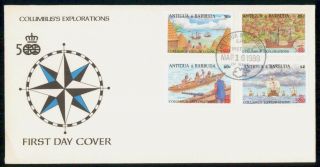Antigua & Barbuda Fdc 1988 Cover Columbus Explorations