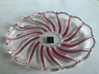 Mikasa Red Clear Glass Oval Tray 9 " Germany