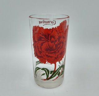 Vintage Tall Red Carnation Boscul Peanut Butter Drinking Glass Tumbler 2