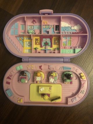 1992 Vintage Polly Pocket Stampin’ School Playset Purple Compact W/5 Figures