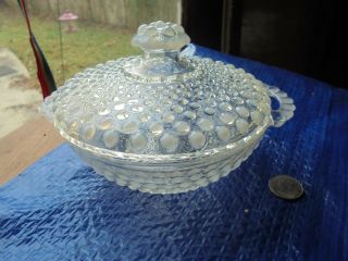 Vintage Anchor Hocking Moonstone Covered Candy Dish Bowl With Lid Depression