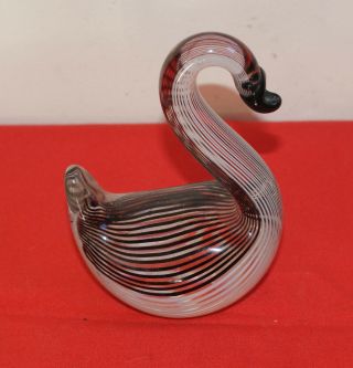 Black And White Striped Hand Blown Glass Swan