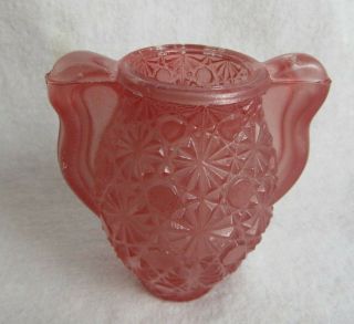 Vintage L E Smith Glass Daisy And Button Small Urn Vase Toothpick Rose Pink