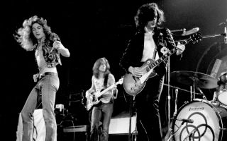 Led Zeppelin Glossy 8x10 Photo Robert Plant & Jimmy Page Guitar 1