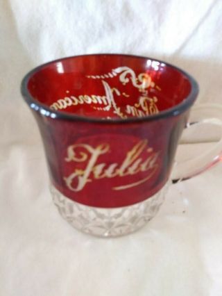Vintage 1901 Ruby Flashed Cup Pan American Exposition In Buffalo Ny