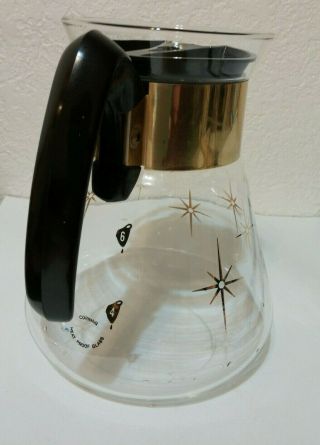Corning Atomic Starburst 6 Cup Carafe Vintage Mid Century Coffee Decanter