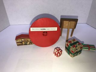 VINTAGE LUNDBY DOLLHOUSE MINIATURE Christmas Set Tree,  Miniature house,  3 gifts 3
