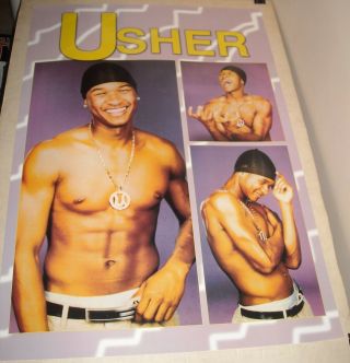 Rolled Usher Collage Shirtless Closeup Pinup Poster R & B Soul Singer