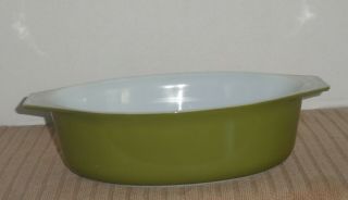 Vintage Pyrex Verde Green 2 - 1/2 Quart Oval Casserole Dish 045 No Lid