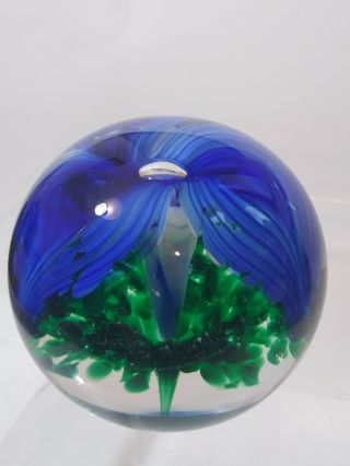 Large Vintage Hand Blown Glass Paperweight By P.  A.  G.  Controlled Bubble 3 1/2 "