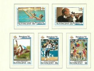 St Vincent 1992 Olympic Games Set Of 10 Mnh