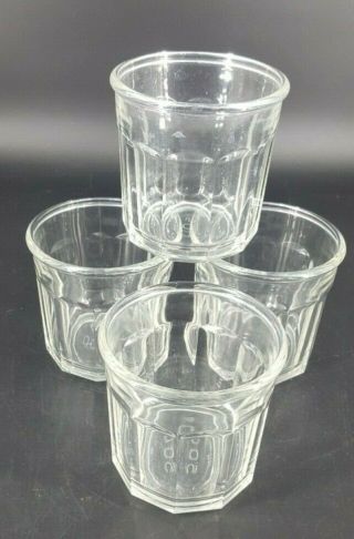 4 Luminarc Clear 500 Glasses Tumblers 10 Panel Vintage Made In France Arcoroc