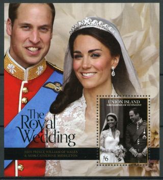 Union Island Gren St Vincent Stamps 2011 Mnh Royal Wedding William & Kate 1v Ss