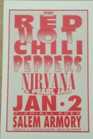 Red Hot Chili Peppers Concert Poster - Nirvana - Pearl Jam - 11x17