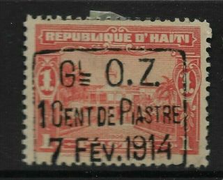 Haiti,  1914,  Overprint On 1 Piastre Definitive,  Sg 218,  Mounted.