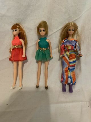 Set Of 3 Vintage Dawn Dolls With Outfits
