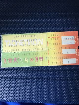 1981 Rolling Stones Concert Ticket Stub.  Rosemont Horizon 11/23/81