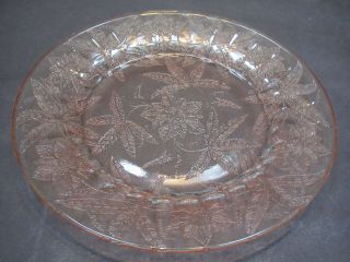 Vintage Jeannette Glass Pink Floral/poinsettia 9 " D Dinner Plate - Excond