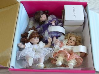 Marie Osmond Porcelain Dolls Rosebud Trio Tiny Tots Set 3 2005 1263 & Box