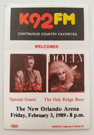 Kenny Rogers Dolly Parton Tour Satin Backstage Pass Otto Gig Vip Concert Sticker