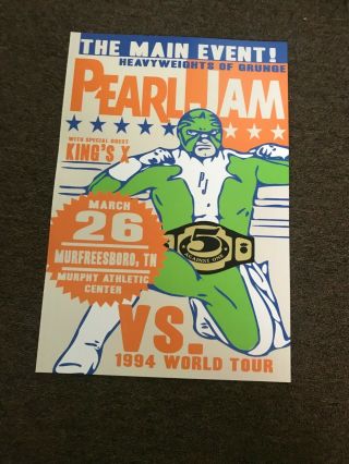 Pearl Jam 1994 Vs.  Tour - Murfreesboro Tn - Cardstock Concert Poster 12 " X 18 "