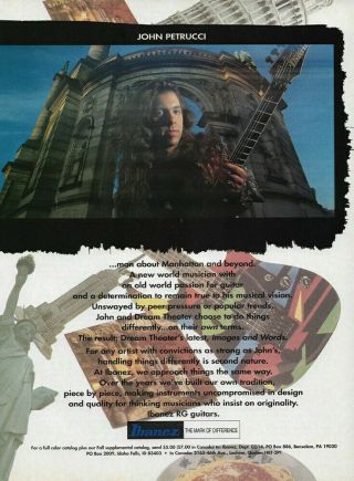 Dream Theater John Petrucci Ibanez Guitars 1992 8x11 Promo Poster Ad