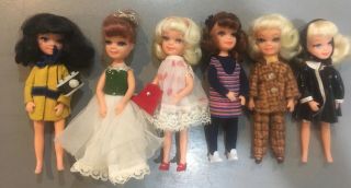 Vintage 1967 Uneeda 6 Tiny Teen Dolls Dawn