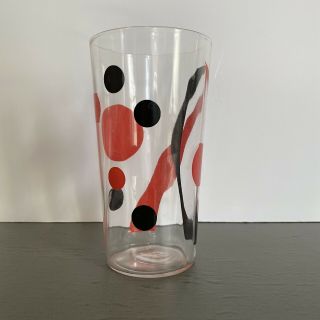 Vintage Mid Century Modern Mcm Retro Red Black Dot Design Glass Tumbler
