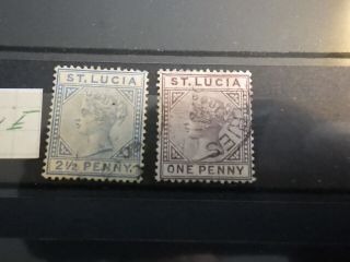 Lot 2x Timbres Stamps Anciens Sainte Lucie Sant Lucia St Oblitérés