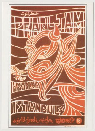 Pearl Jam 1996 96 Istanbul Post Card Poster Ames Bros Red Mosquito Vedder Rare