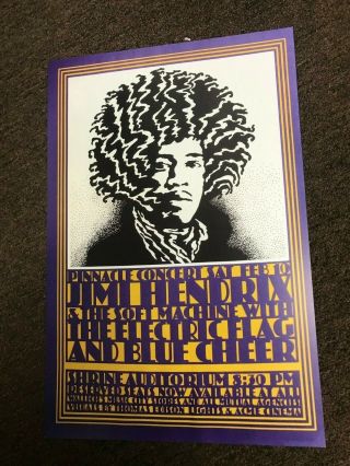 Jimi Hendrix Experience 1968 Shrine Auditorium Cardstock Concert Poster 12 X 18