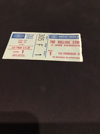 1981 Rolling Stones Concert Ticket Stub York Msg Tattoo You Tour