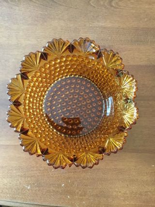 Dark Amber Depression Glass Fruit Bowl With Scalloped Rim
