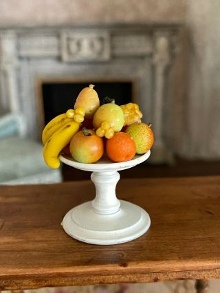 Vintage Miniature Dollhouse Artisan Of Spain Sculpted Produce Fruit Metal Stand