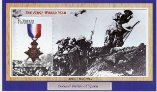 St Vincent & Grenadines Stamps 2002 Mnh Wwi Ww1 Battle Ypres 1914 - 5 Star 1v S/s