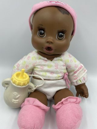 Hasbro Baby Alive Doll African American 2007 Sip And Snooze With Bottle