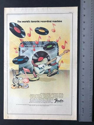 1973 Fender Amp Stratocaster 11x17  Worlds Favorite Road Machine " Ad