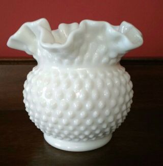 Vintage Fenton 3850 White Hobnail Milk Glass 5 1/2 " Vase