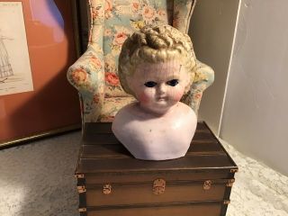 Antique Wax Over Paper Mache Doll Head - Moving Glass Eyes