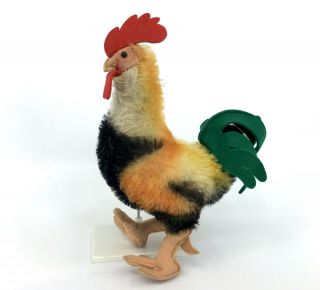 Steiff Rooster Chicken Mohair Plush 17cm 7in 1960s No Id Broken Leg Wire Vtg