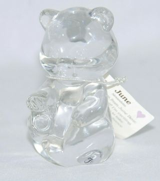 Fenton Crystal June Birthday Bear With Tag From 1980 