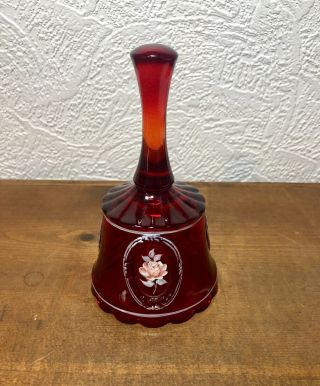 Vintage Fenton Ruby Red Signed Bell 1980